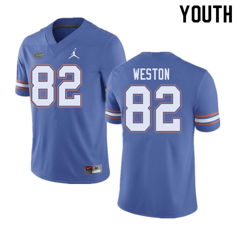 NCAA Florida Gators Ja'Markis Weston Youth #82 Jordan Brand Blue Stitched Authentic College Football Jersey FRT3564VI